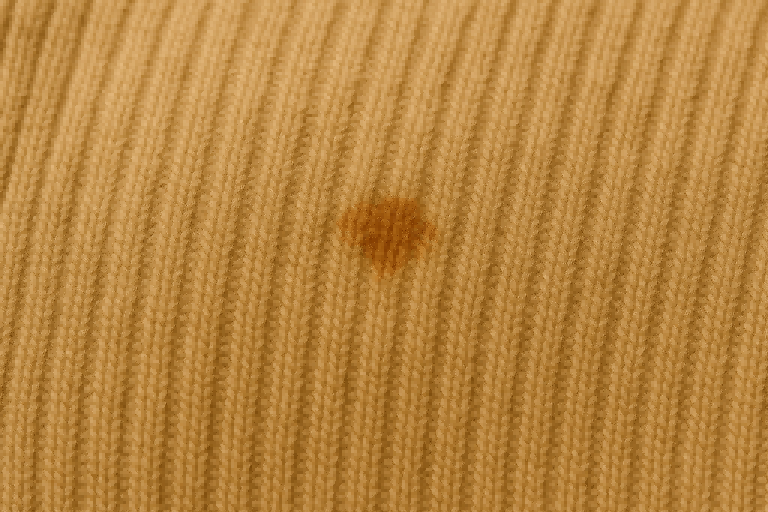 A close-up of a high-quality merino wool sweater with a small, manageable stain on it.
